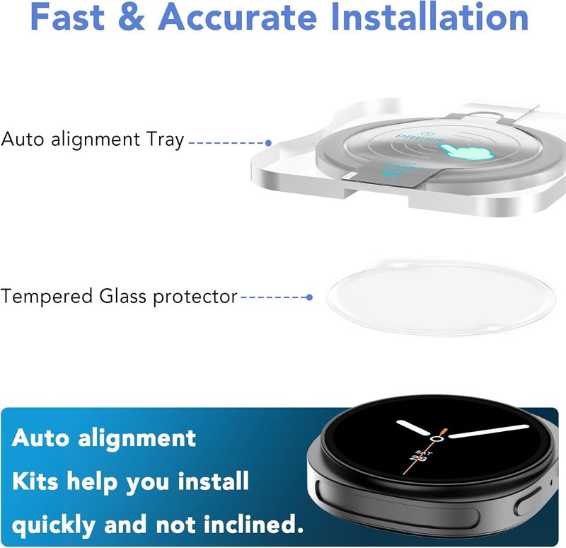 SPGUARD 2 Pack for Samsung Galaxy Watch 8 40mm Screen Protector,Full Protective Tempered Glass Film All Around Coverage Cover ONLY Compatible with Galaxy Watch8 40mm - Image 3